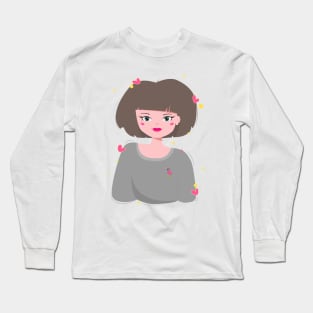 Cute girl with hearts Long Sleeve T-Shirt